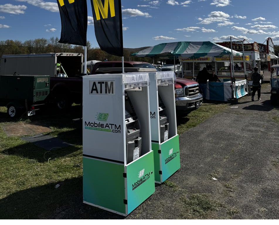 MobileATM.com event ATM rental machines set up at a county fair in the Hudson Valley, New York